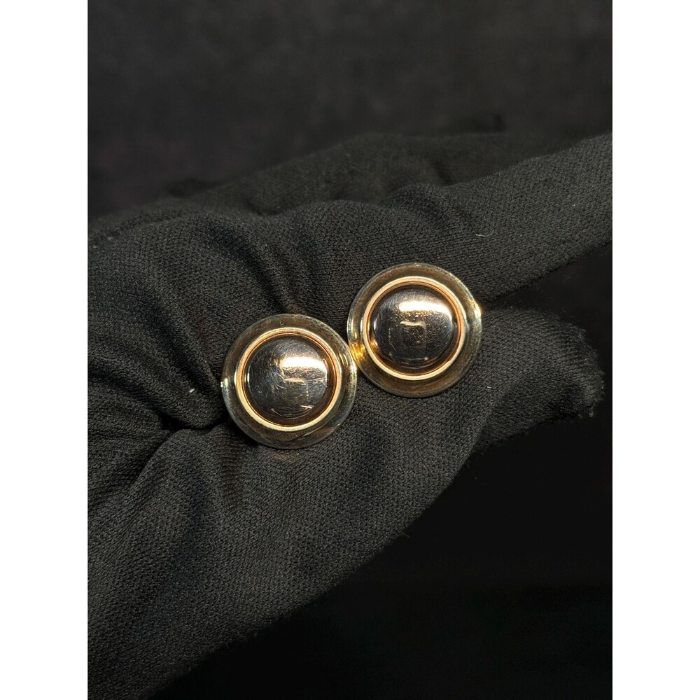 Vintage Krementz Patented Gold Tone Round Dome Cufflinks Toggle Back